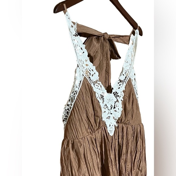 Anthropologie A'Reve Crochet Neck Empire Waist Flare Knee-Length Dress - Picture 2 of 13